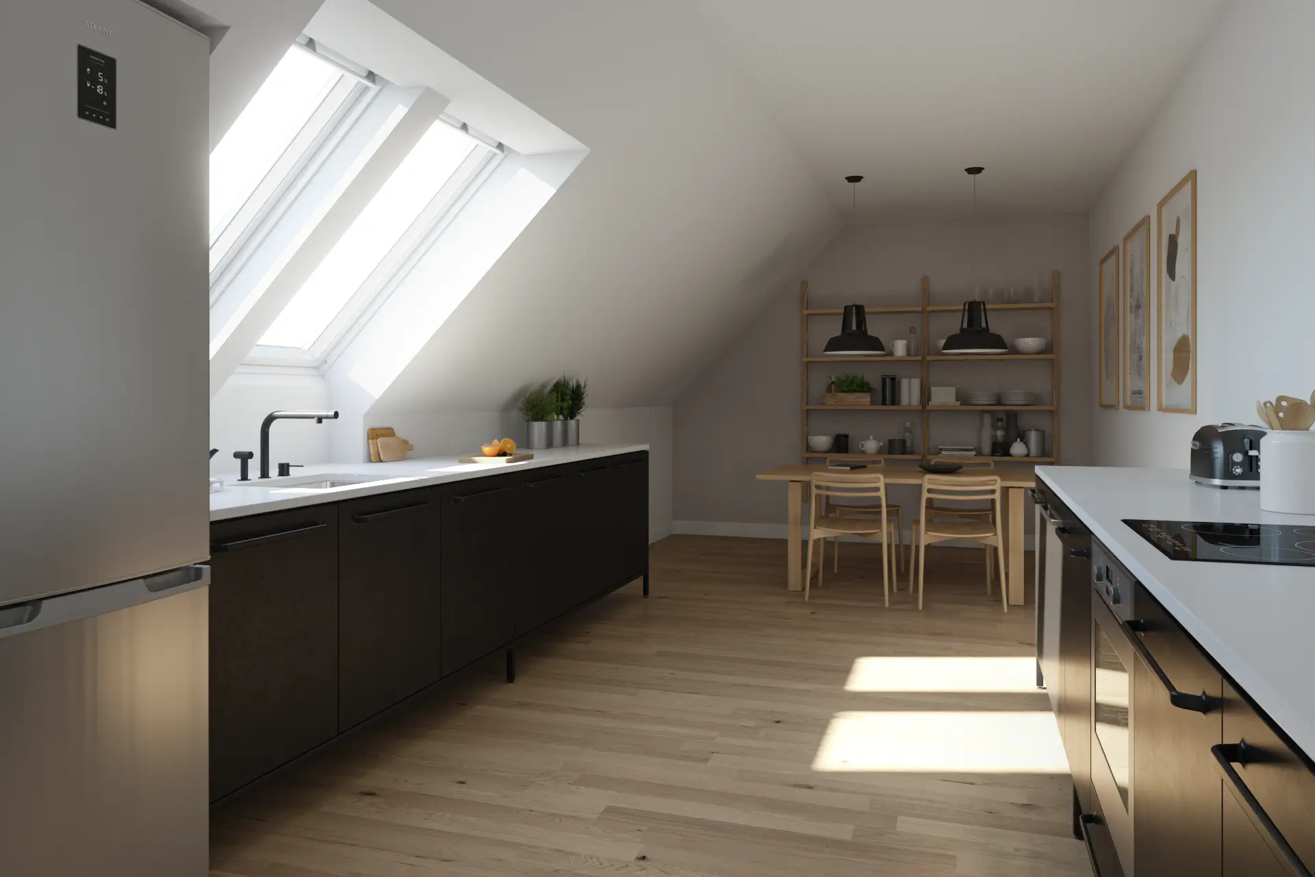 Küche mit Dachfenster