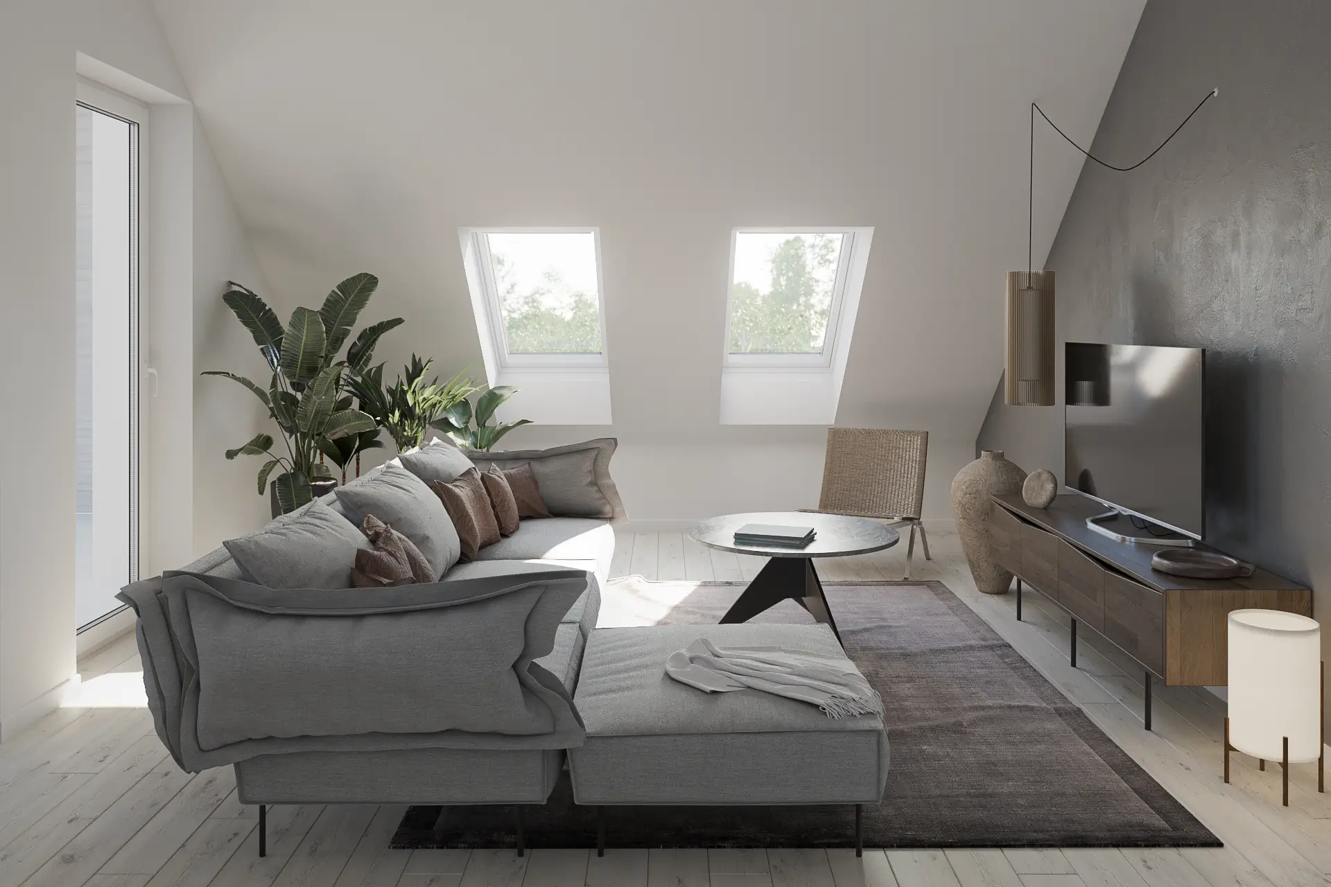 Wohnzimmer mit Dachfenster