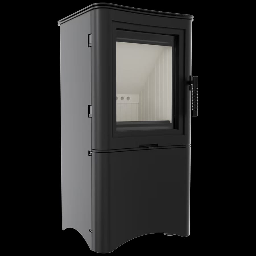 Kaminofen aus Stahl KRATKI K5 Ø 150 7 kW regal für holz mit Tür