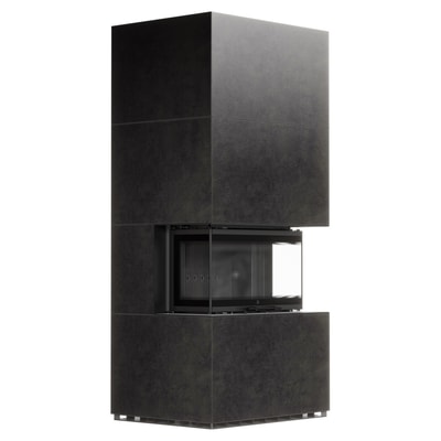 MILANO 680/280 Luftkamin, Schwarzer Thermotec, aus Fokos Grafite Sinterquarz